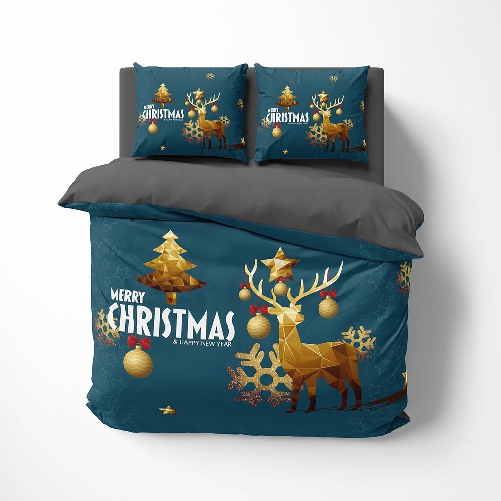 

FEBE 3D комплект постельного белья Merry Christmas комплект пододеяльников 135х200 + наволочка 80х80 см двустороннее постельное белье из 2 предметов на молнии микрофибра зимнее постельное белье пододеяльник