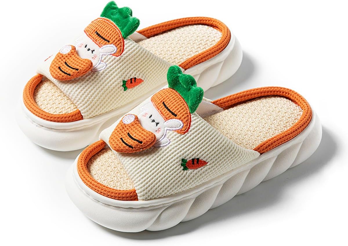 

Тапочки V OPXIN Cow для женщин и мужчин, милые тапочки с мультяшными животными, пушистые/льняные кавайные домашние тапочки, зимние/летние тапочки Cow для дома и улицы, оранжевый