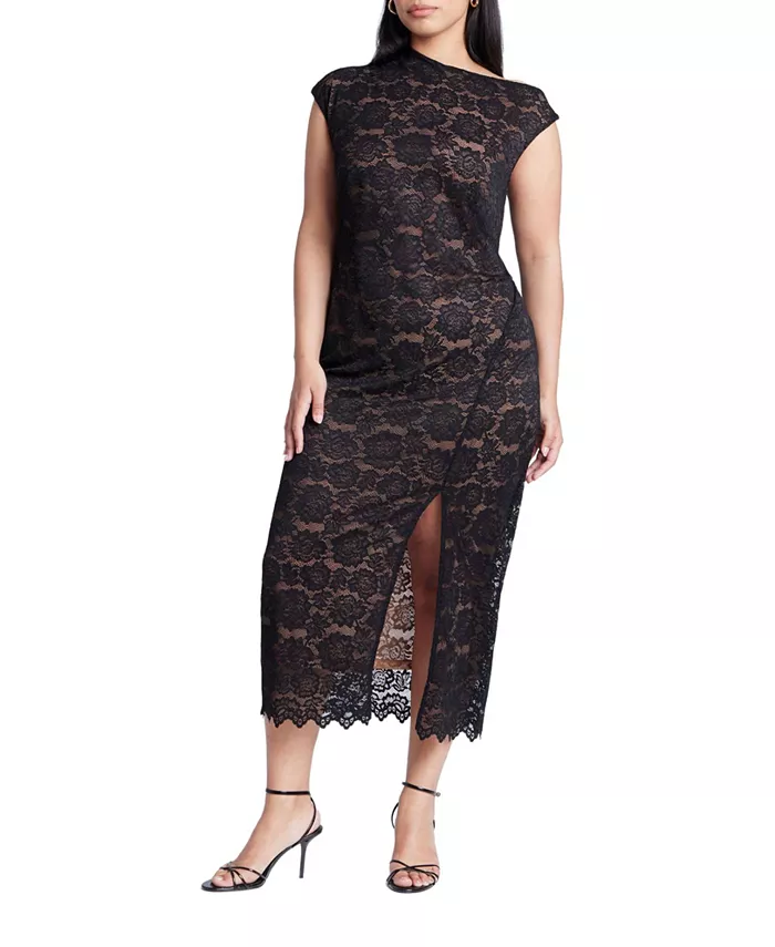 

Женское платье с пайетками и прозрачным слоем ELOQUII, черный