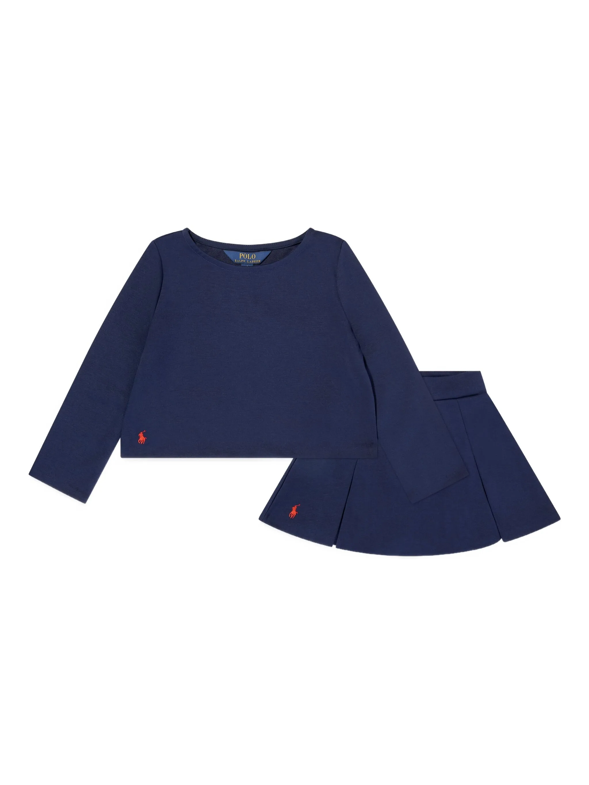 

Комплект из футболки и юбки с вышитым логотипом Polo Ralph Lauren Kids, синий