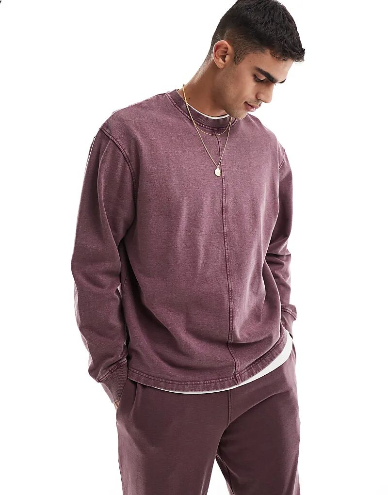 

Толстовка свободного кроя ASOS DESIGN с декоративными швами в выцветшем бордовом цвете — часть комплекта