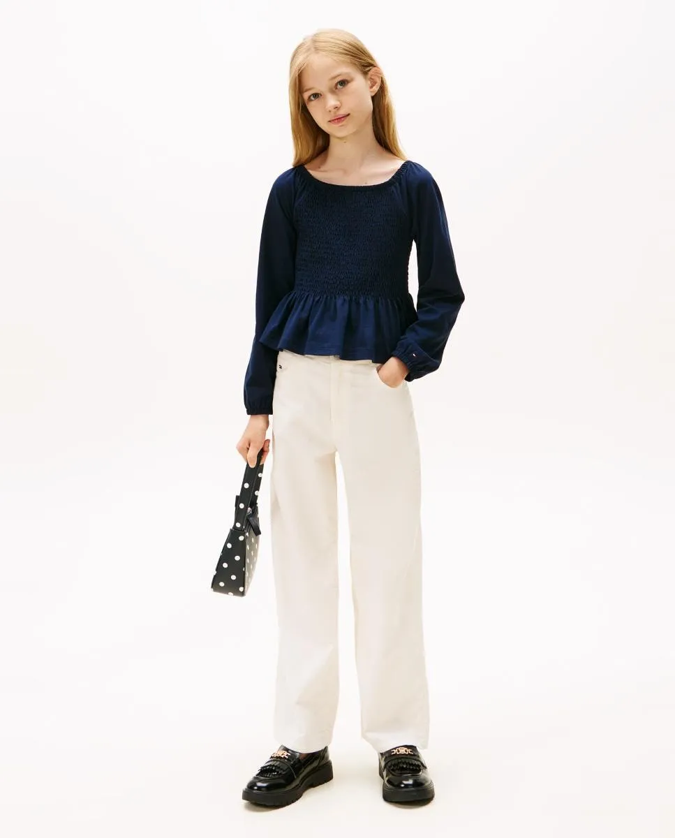 

Вельветовые брюки для девочки свободного кроя Tommy Hilfiger, белый