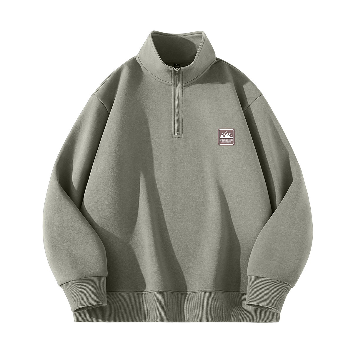 

Толстовка мужская с воротником стойкой тонкая Plus Size WARRIOR, matcha зеленый