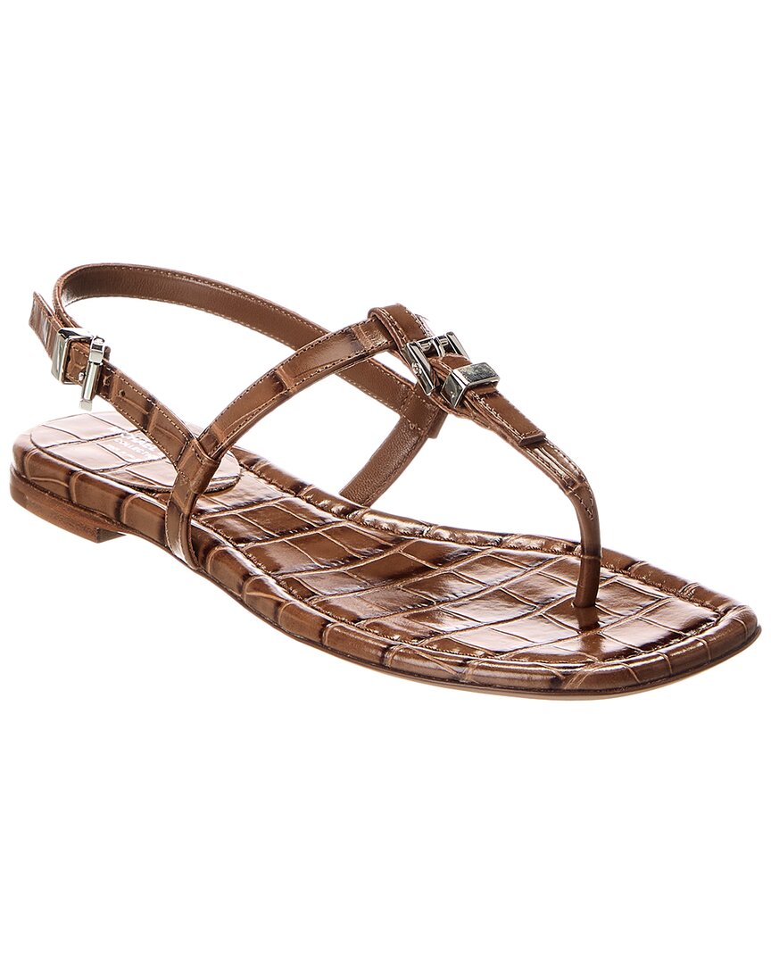 Michael Kors Collection Sofia Runway Croc-Embossed Leather Sandal, коричневый