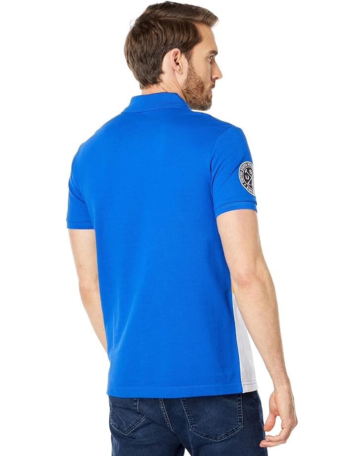 

Рубашка U.S. POLO ASSN. Short Sleeve Uspa Color-Block Slim Fit Knit Shirt, цвет Parisian Blue