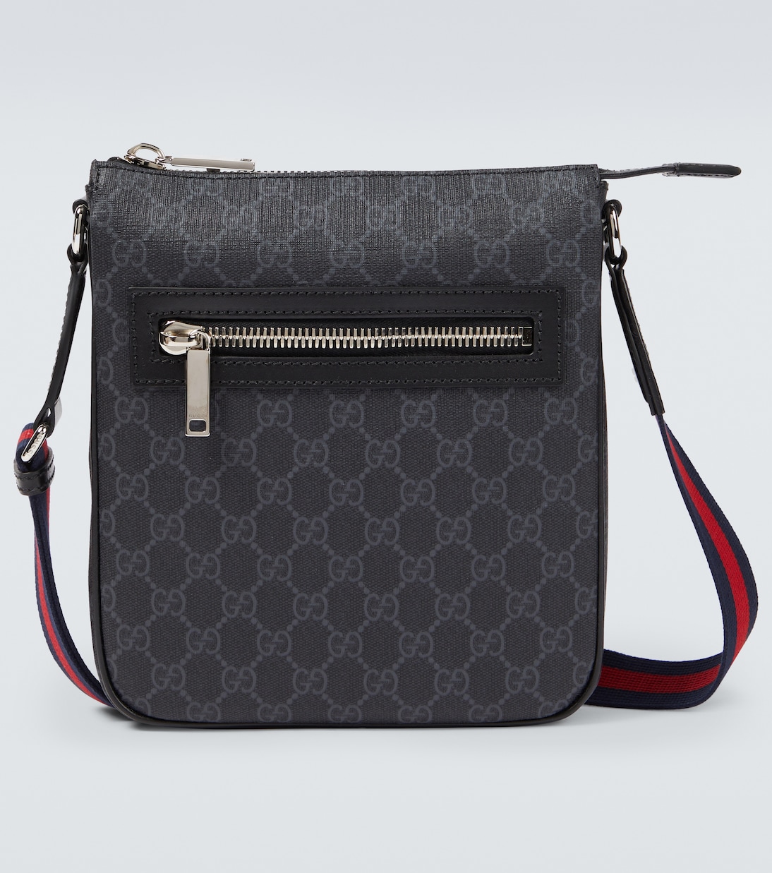 

GG холщовая сумка через плечо с кожаными деталями Gucci, Black/Black/Brb