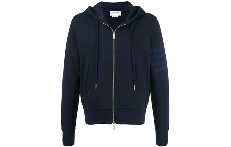 

Тональная толстовка с капюшоном и 4 полосками THOM BROWNE, Marine Blue