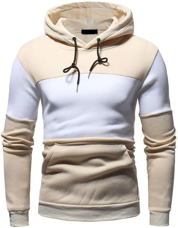 

Мужская мода худи контрастный цвет длинный рукав свитшоты легкий пэчворк хип-хоп пуловер с карманом LUORUAN