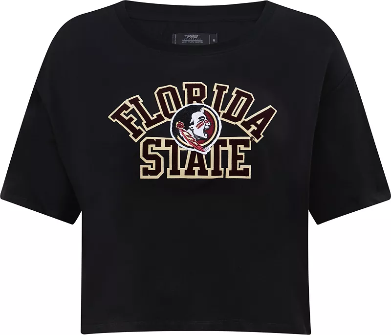 

Черная классическая укороченная футболка свободного кроя Pro Standard для женщин Florida State Seminoles