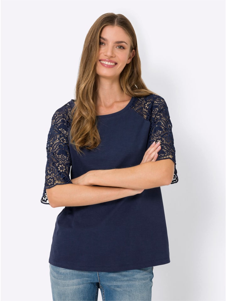 

Рубашка с круглым вырезом темно-синего цвета Heine