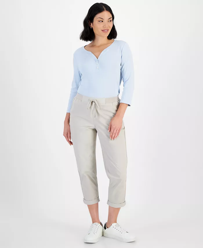 

Женские брюки на резинке с манжетами, Regular & Petite Style & Co, коричневый/бежевый