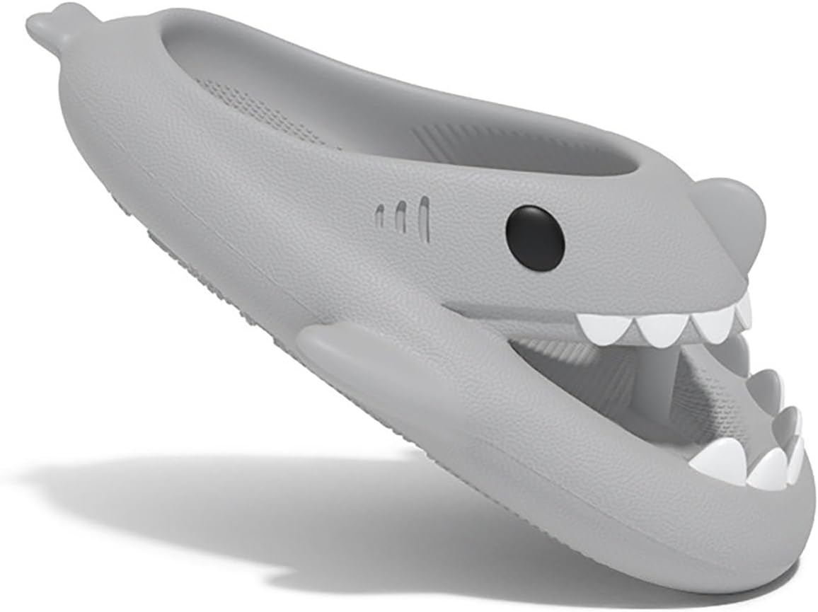 

Шлепанцы Zureto Shark, оригинальные шлепанцы Shark для взрослых, тапочки с мультяшной акулой Cloud Shark для женщин и мужчин, серый