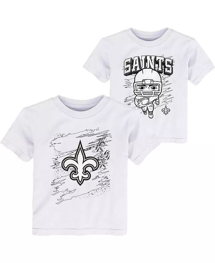 

Набор из двух белых футболок с раскраской New Orleans Saints для мальчиков для маленьких мальчиков Outerstuff