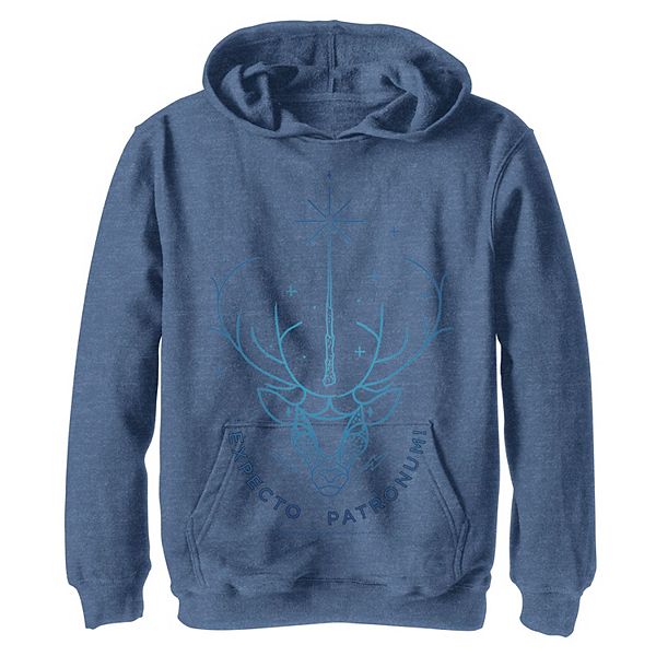 

Худи для мальчиков 4-20 deathly hallows 2 expecto patronum stag blue outline Harry Potter