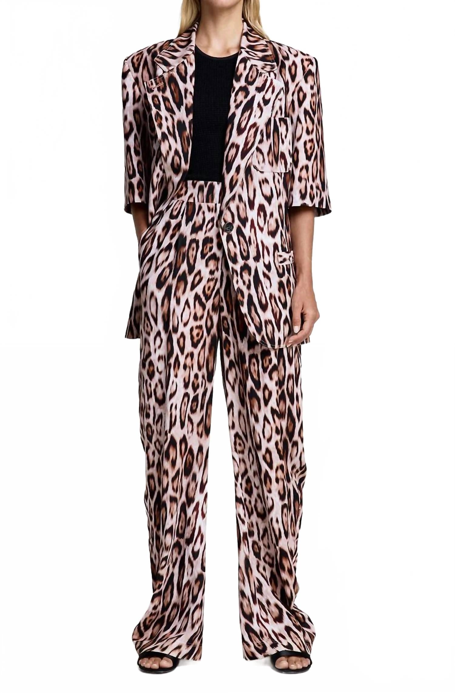 

Smythe Пиджак оверсайз с коротким рукавом и леопардовым принтом