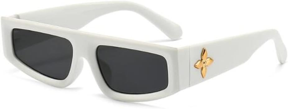 

Солнцезащитные очки «кошачий глаз» с толстой оправой и дужками в форме листьев, квадратные, в стиле хип-хоп, солнцезащитные очки с эффектом ветра (белая оправа, черные и серые вкрапления) star shop, Bright Black Gray