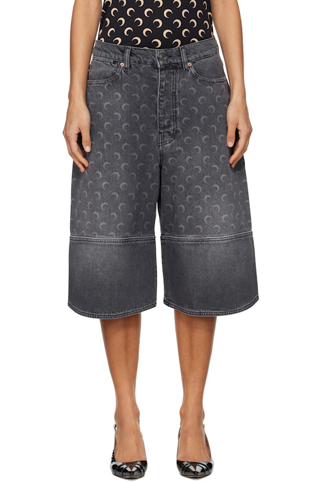 

Marine Serre Джинсовые шорты «Серая луна» с лазерным эффектом