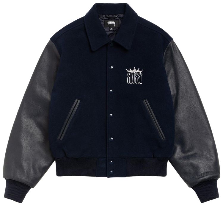 

Куртка-бомбер Stussy King Varsity Jacket, темно-синяя