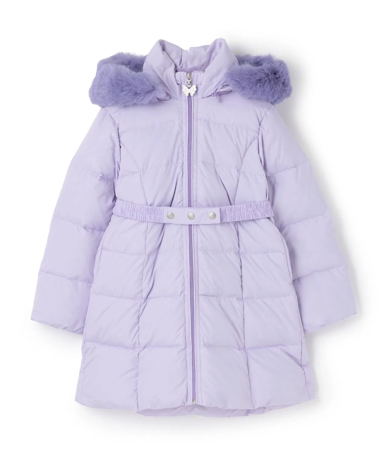 Пуховик длинный с поясом ANNA SUI mini, лавандовый