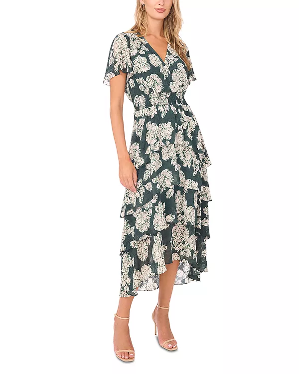 

Платье с многоярусной сборкой Vince Camuto, зеленый