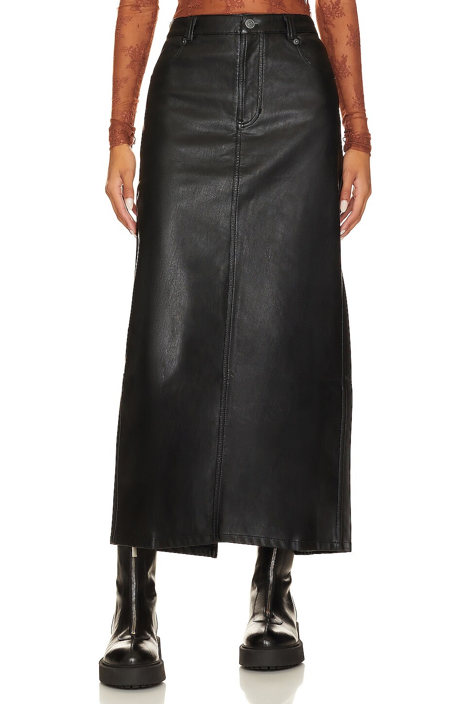 

Юбка Free People City Slicker Faux Leather Maxi In Black, черный