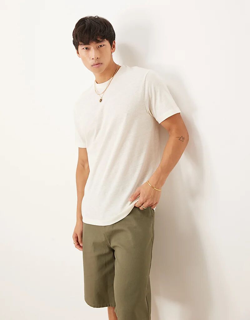 

Футболка с круглым вырезом ASOS DESIGN из кремового льна