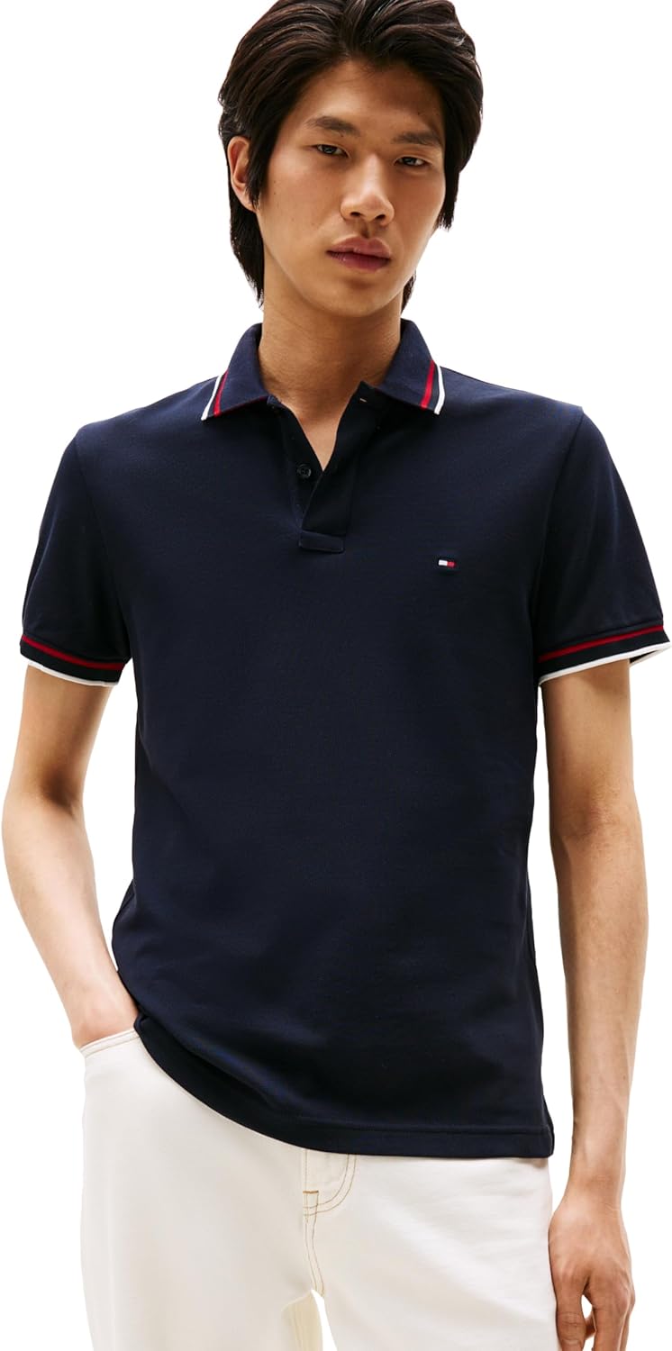 

Мужские повседневные рубашки-поло Tommy Hilfiger с коротким рукавом, облегающего кроя, с эластичными манжетами, Desert Sky, Коричневый, Мужские повседневные рубашки-поло Tommy Hilfiger с коротким рукавом, облегающего кроя, с эластичными манжетами, Desert 