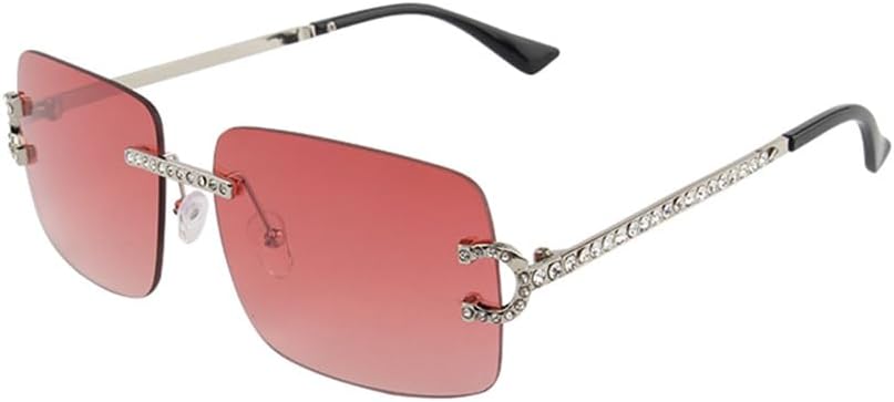 

Модные солнцезащитные очки без оправы в винтажном стиле с линзами с алмазной огранкой, металлические оправы, защита от ультрафиолета UV400. Очки для мужчин и женщин LOVQZAOF, C10