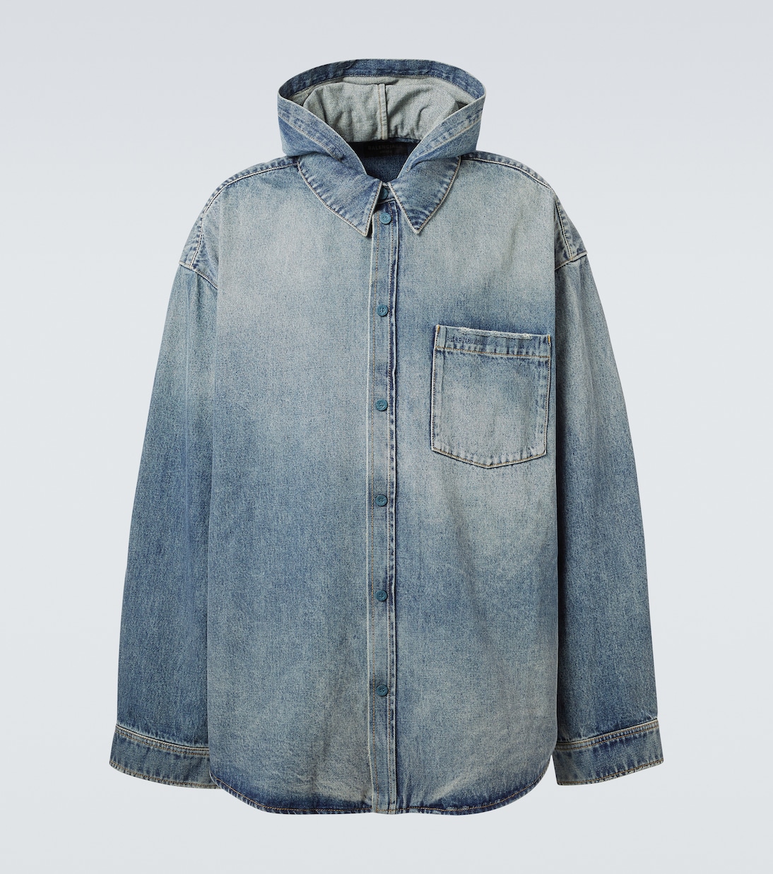 

Джимовая рубашка с капюшоном Balenciaga, Sun Bleached Blue