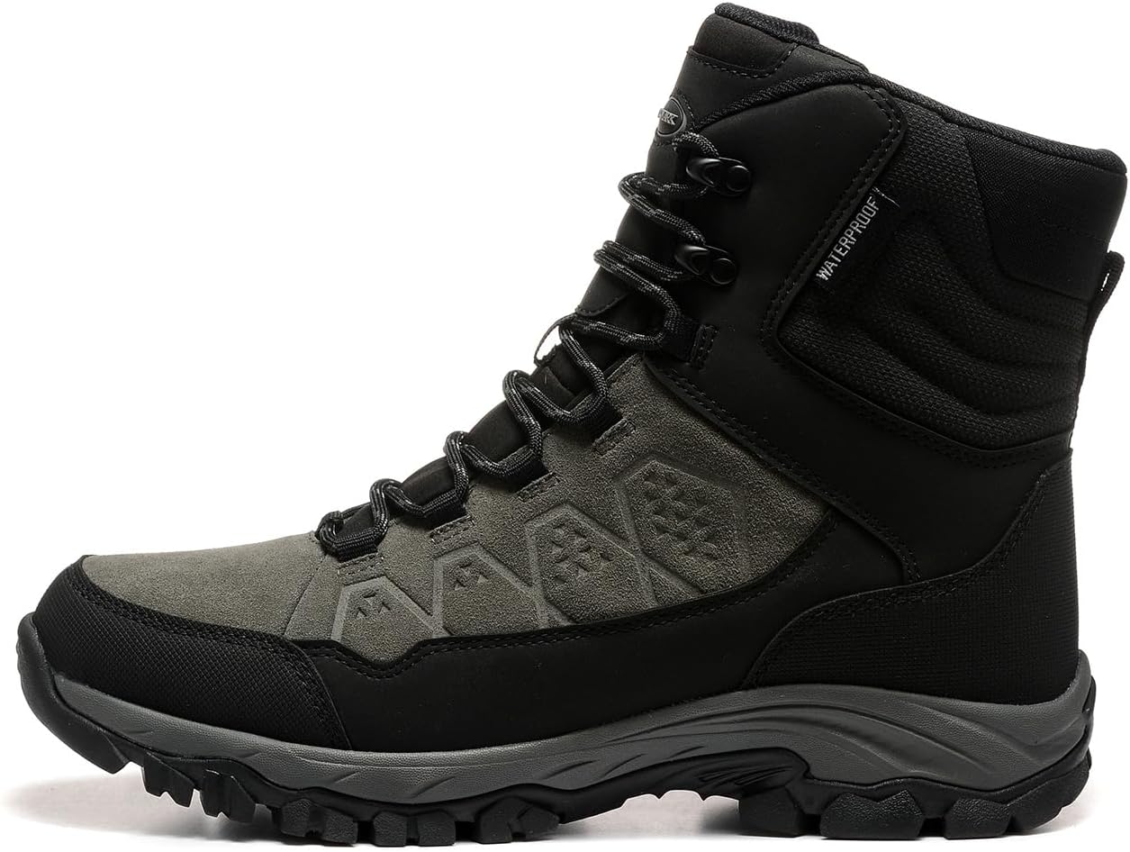 

Мужские теплые снежные ботинки ROCKMARK с меховой подкладкой, водонепроницаемые зимние обувь, наружные легкие противоскользящие снежные ботинки, серый