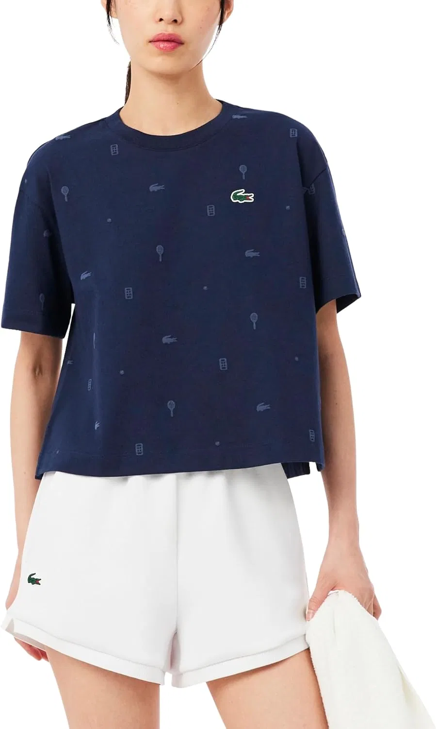 Футболка теннисная Lacoste Women's Oversized Ultra Dry, Navy Blue
