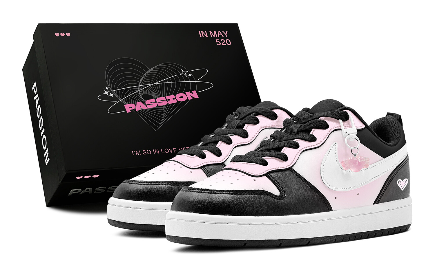 

Кроссовки Nike Court Borough Skateboarding Shoes Women's Low-top Black, черный/розовый