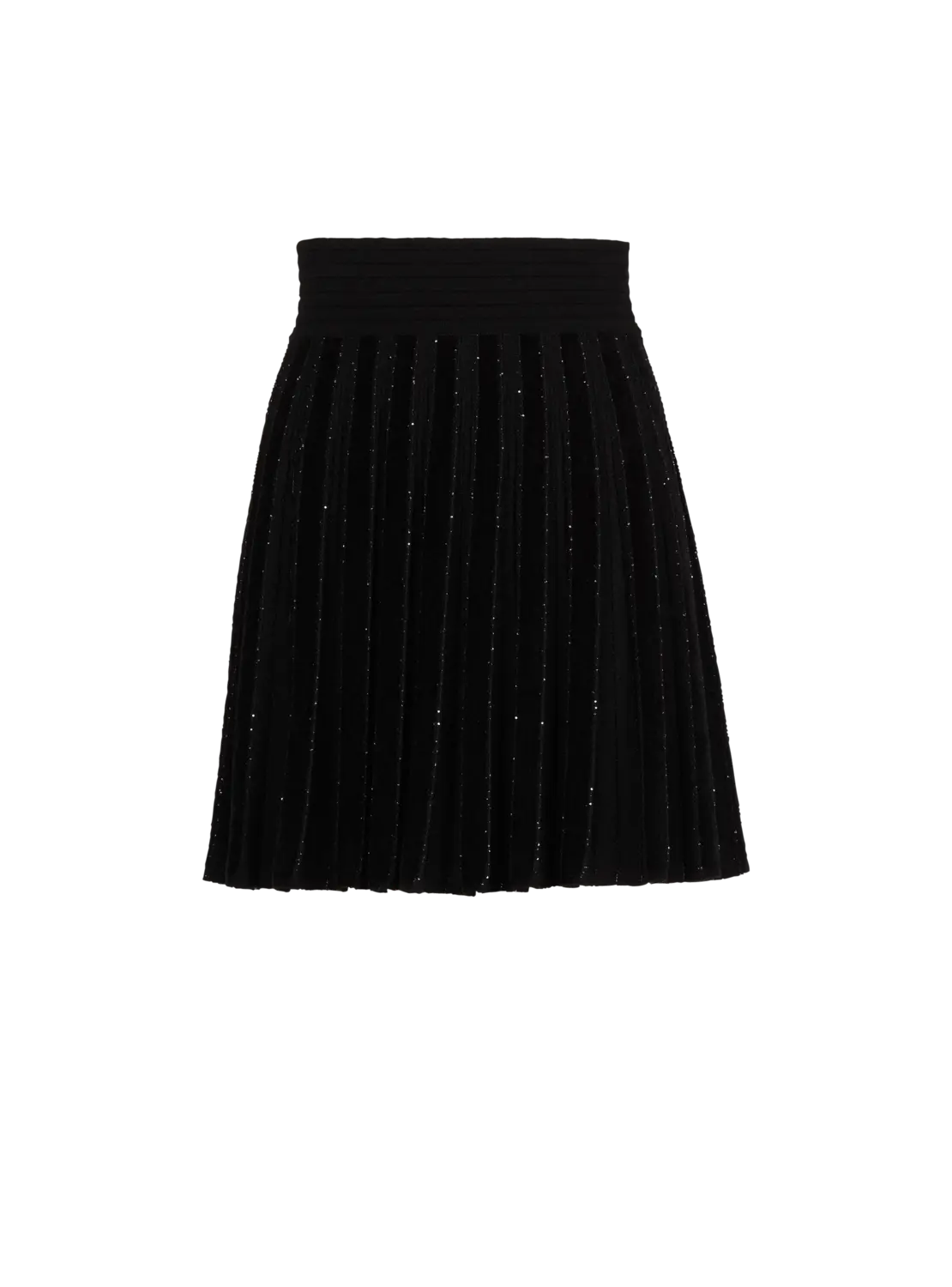 

Плиссированная трикотажная юбка с блестками Balmain, черный