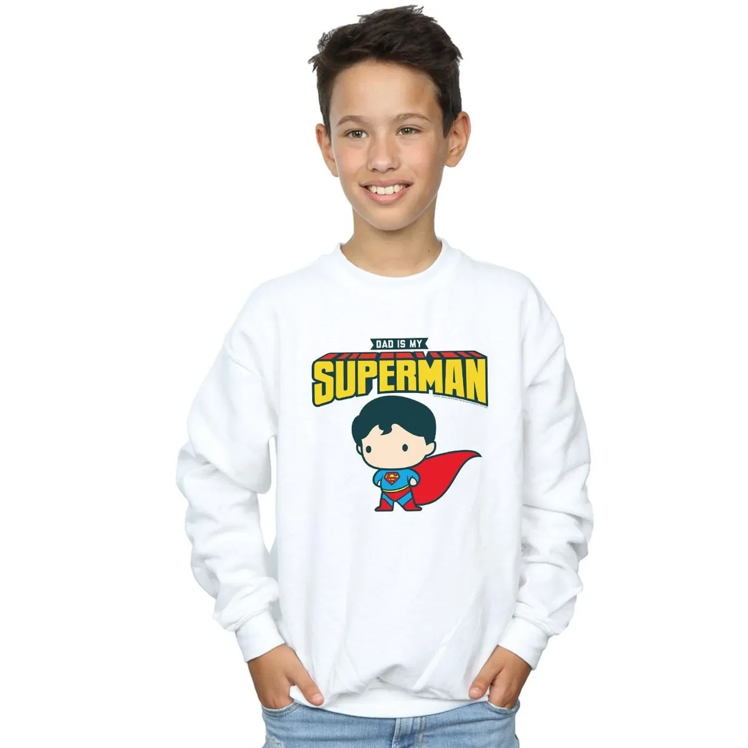 Свитшот детский с принтом Superman, DC Comics, белый