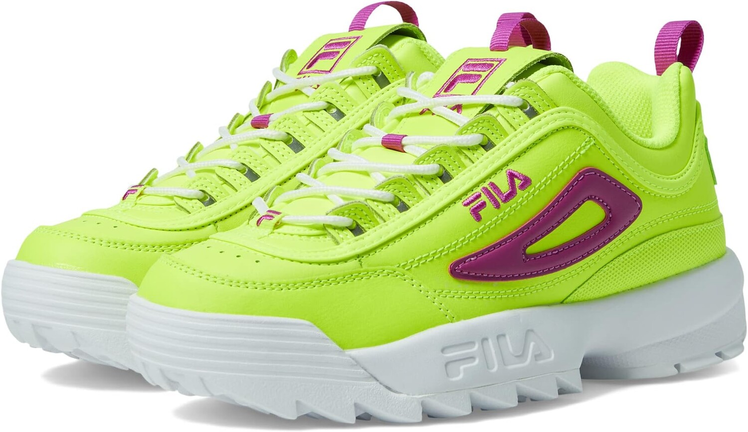 

Кроссовки Fila Disruptor II Premium Fashion Sneaker, цвет Safety Yellow/Orchid Flower/White