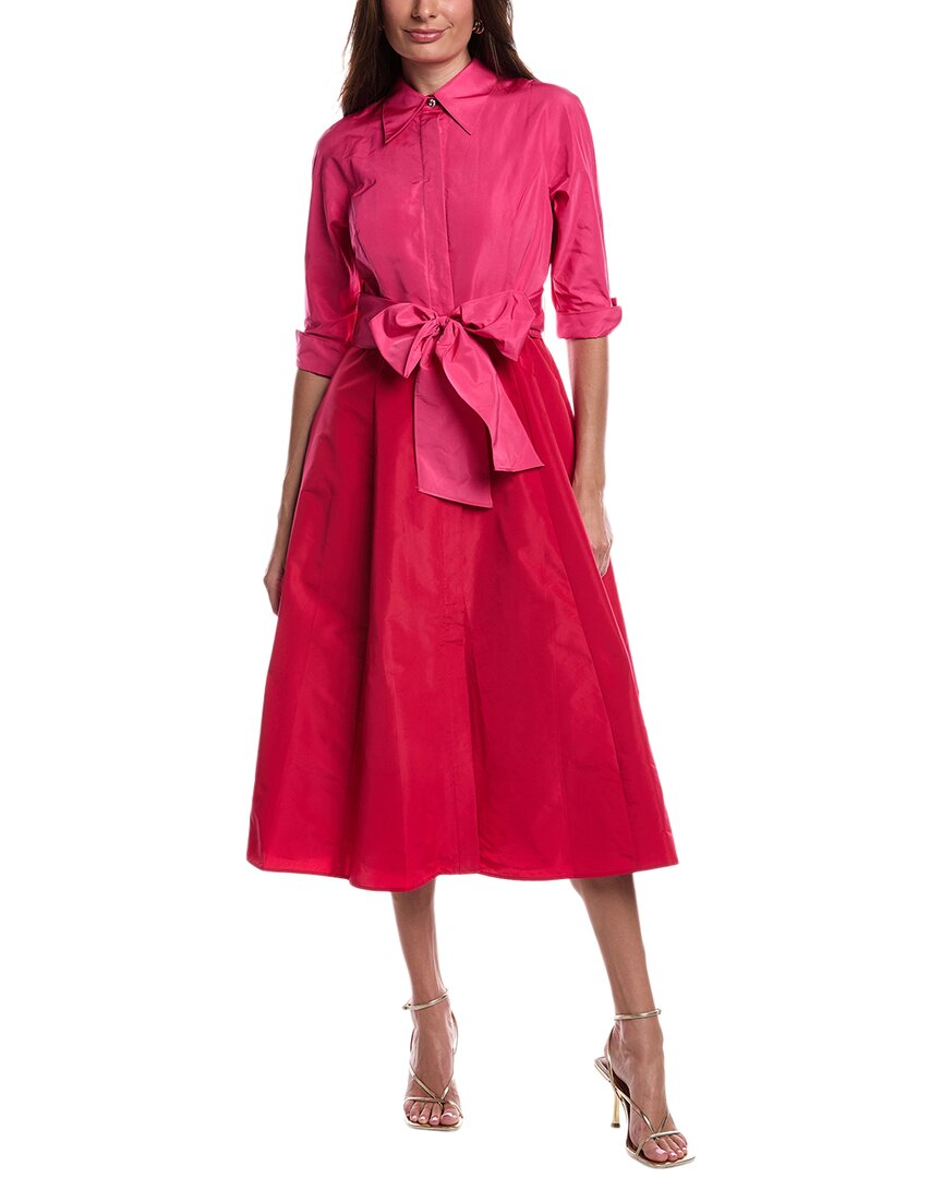 

Тери Джон от Рики Фримен Двухцветное платье-рубашка из тафты Teri Jon by Rickie Freeman, розовый