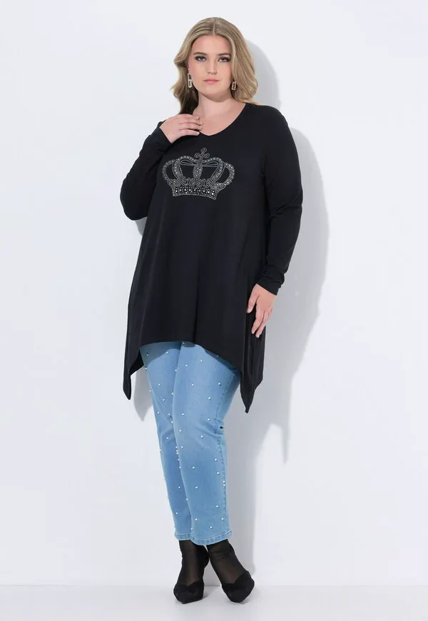 

Футболка alinie glitzersteinchenkrone с длинными рукавами на молнии Miamoda, Black, Черный, Футболка alinie glitzersteinchenkrone с длинными рукавами на молнии Miamoda, Black