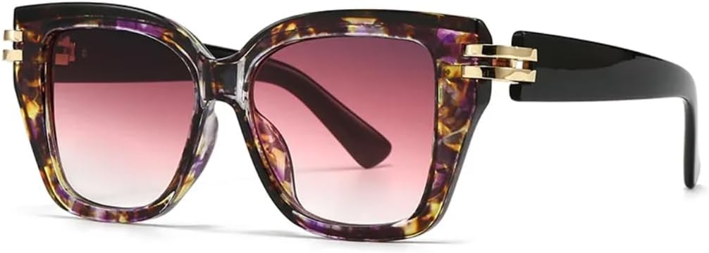 

Классические роскошные дизайнерские винтажные солнцезащитные очки для женщин и мужчин, панк-очки с заклепками, популярные женские солнцезащитные очки с защитой от УФ-излучения UV400 SZVVBKK, Leopard Purple