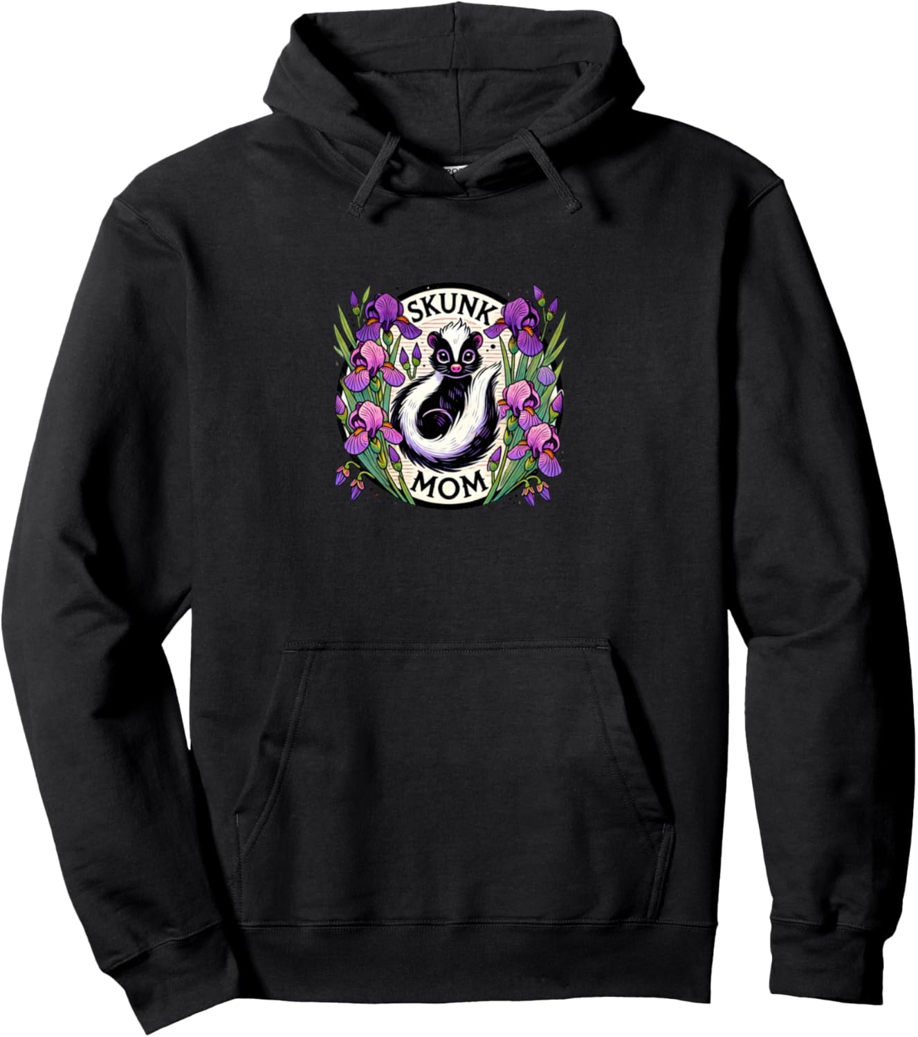 

Худи с цветочным рисунком «Мама-скунс» (Skunk Mom Illustration Floral Skunk Art Hoodie Black) Nature Lovers Bubb, черный