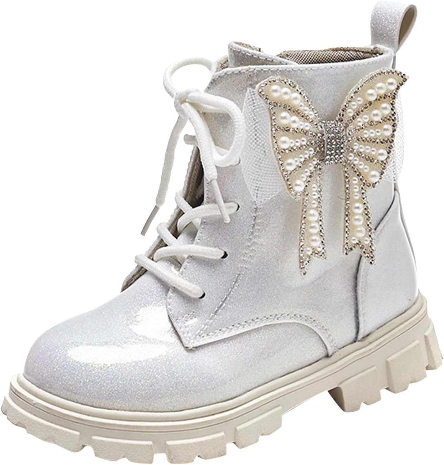 

Детские ботинки для девочек, ботильоны из искусственной кожи, ботинки на голенище с противоскользящей подошвой, размеры 2, 3, 4, 5, 6, 7, 8 JEUROT, Silver