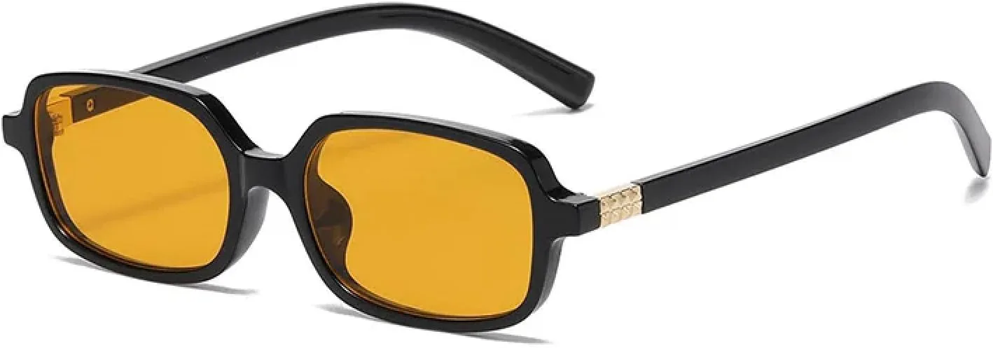 

Модные женские солнцезащитные очки маленького прямоугольного размера в стиле ретро, ​​синие, мужские очки с защитой от УФ-излучения UV400 VFDHN, Black Orange