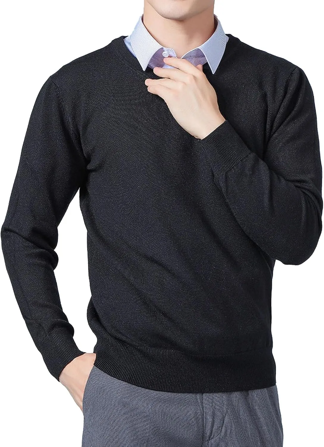 

Мужской свитер V-образным вырезом Slim Fit DGHM-JLMY