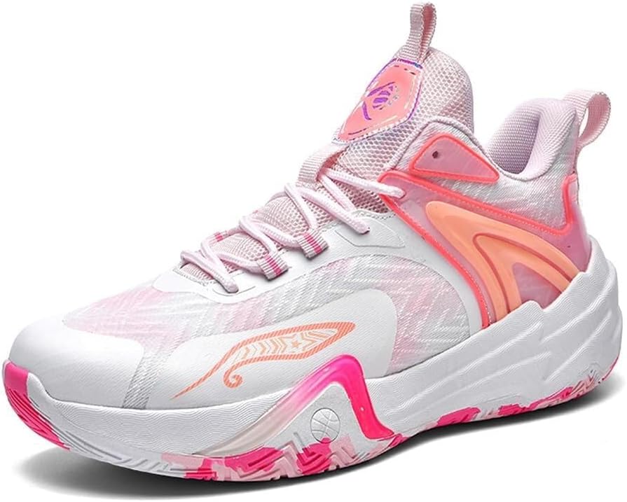 

Унисекс баскетбольные кроссовки, нескользящие, износостойкие, амортизирующие, легкие, дышащие, для спорта и ходьбы Generic, белый/розовый