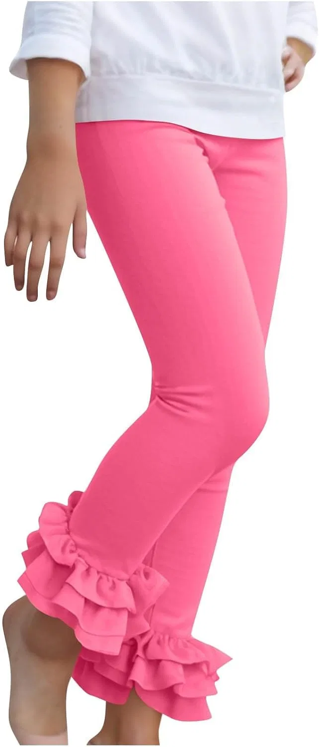 Леггинсы хлопковые для девочек-подростков, Ruffle, Yoga Dance, Athletic Tights, Hot Pink — фото 2