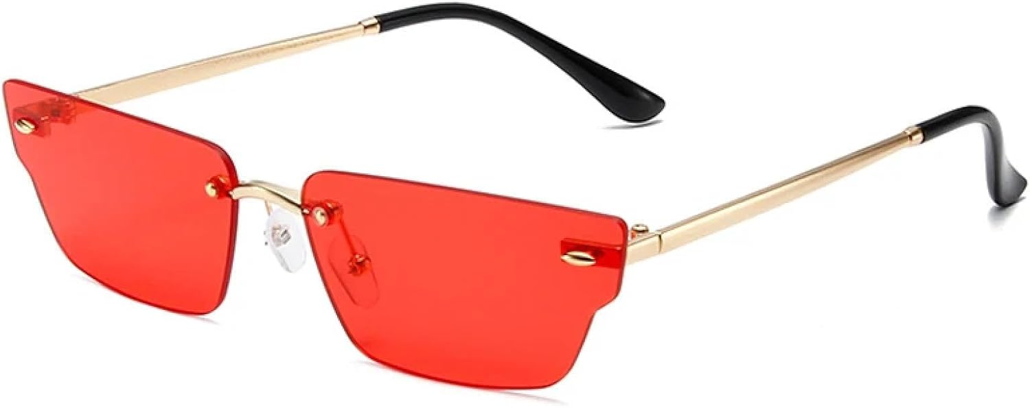 

Солнцезащитные очки с защитой от УФ-излучения UV400 для женщин и мужчин | Маленькие безободковые очки с прозрачными линзами с градиентом цвета "океан" | для занятий спортом на открытом воздухе DSVIGF, Golden Red