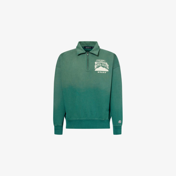 

Свободный свитшот Billionaire Boys Club из хлопкового джерси с молнией на четверть, зеленый