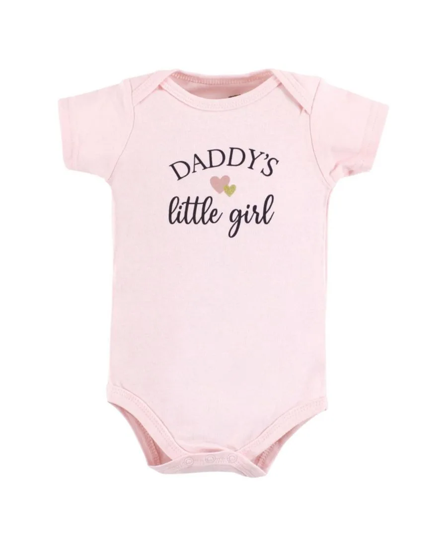 Комплект из 3 хлопковых боди Hudson Baby, girl daddy розовый темно-синий 3pk — фото 4