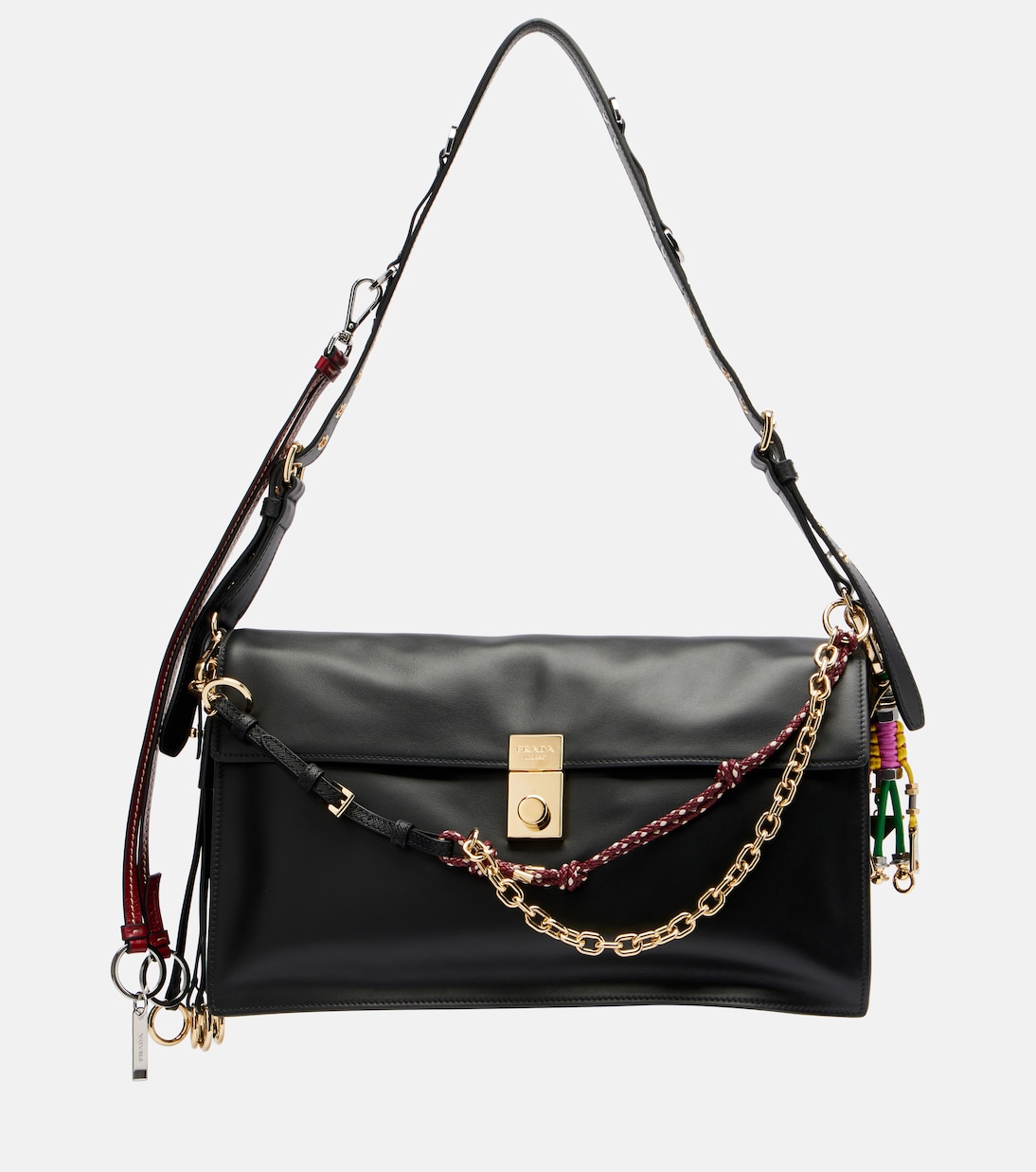 

Мягкий звук Большая кожаная сумка через плечо Prada, черный