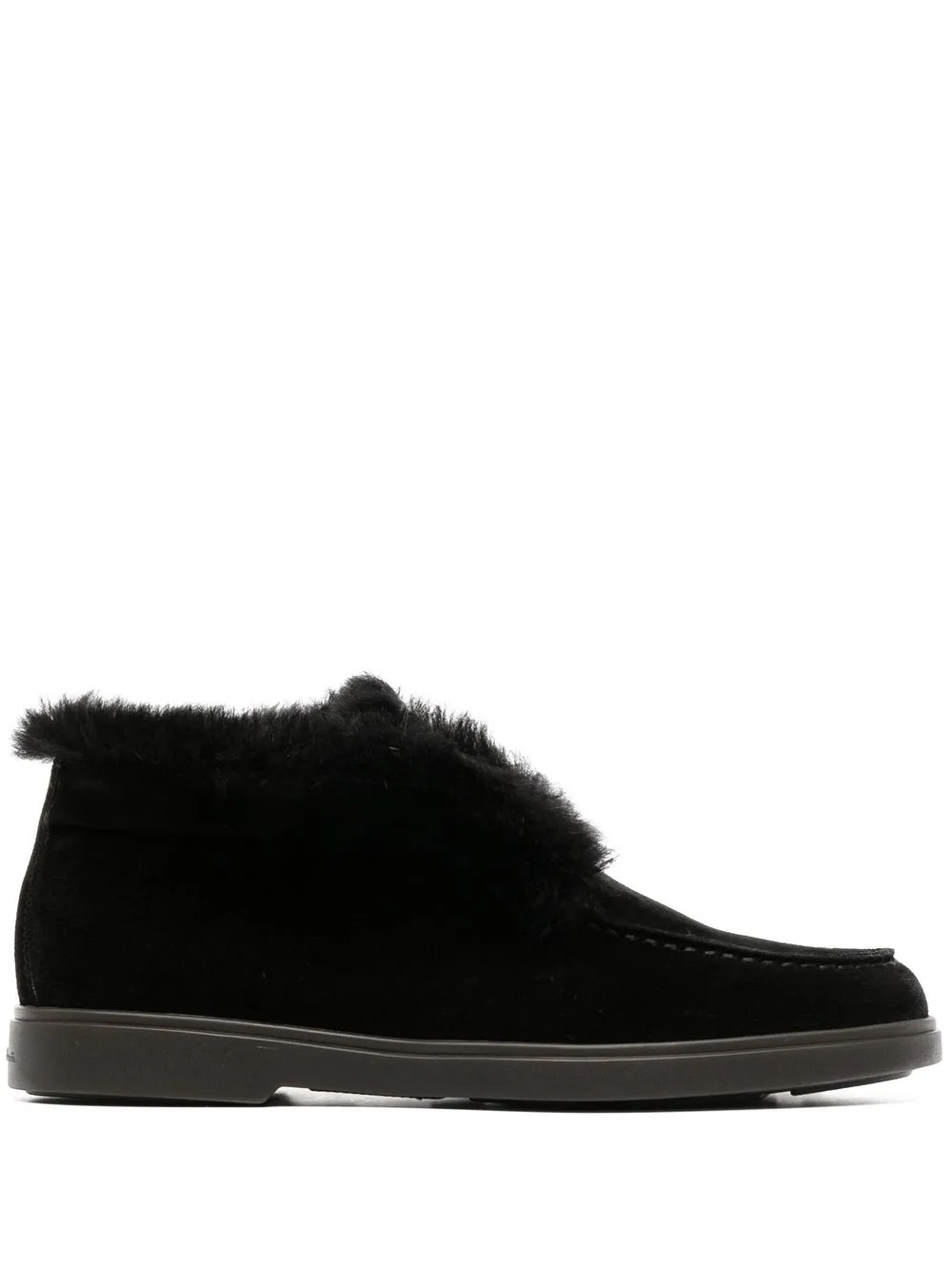Лоферы с отделкой из овчины Santoni, черный