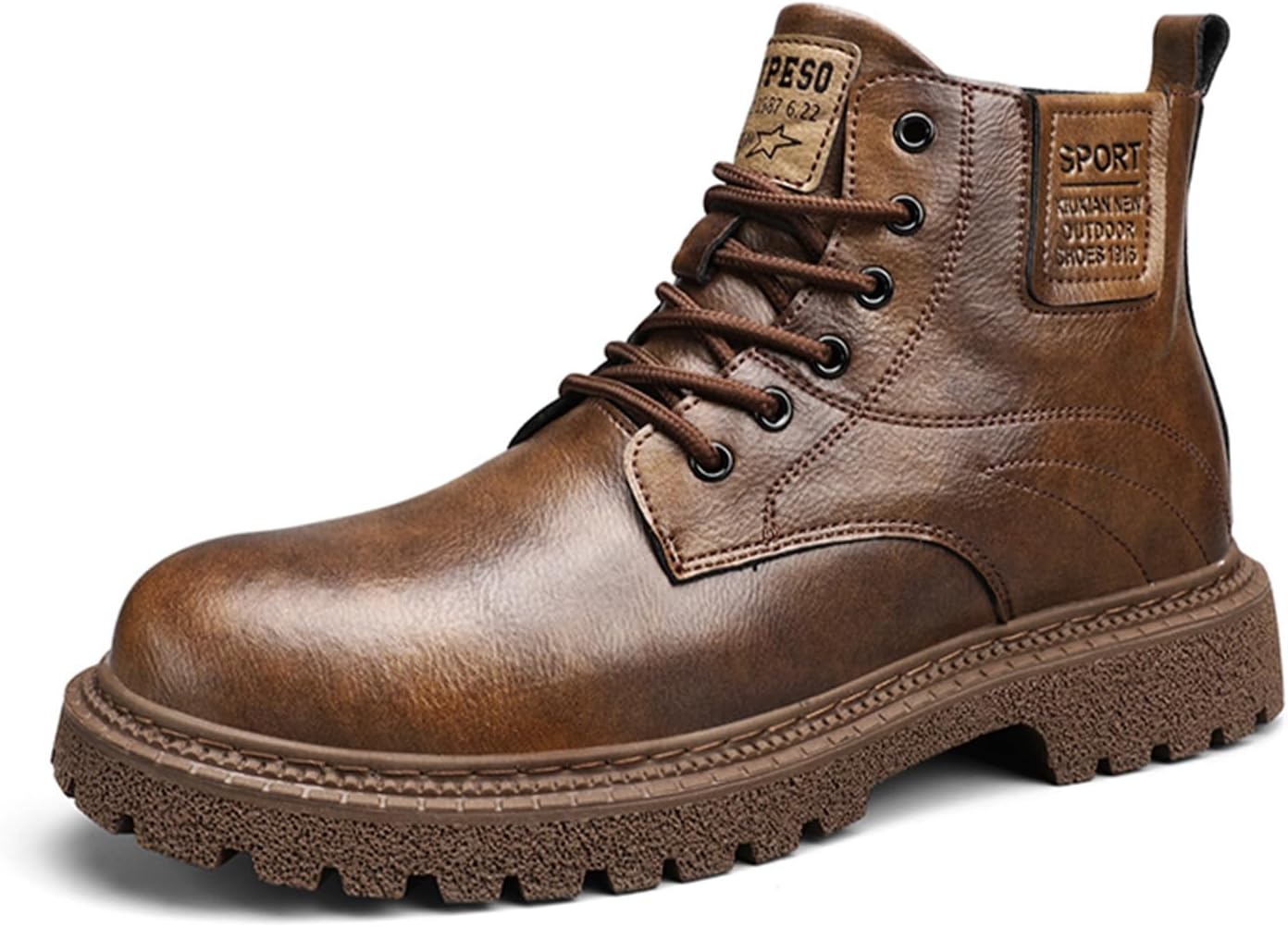 

Мужские осенние классические повседневные ботинки до щиколотки из натуральной коровьей кожи, износостойкие Generic, коричневый